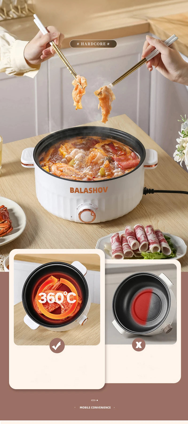 Electric Cooker Dormitory Multi Cooker Household for Hot Pot Cooking and Frying and Double Layer Soup Heater Pot Fry EU /US Plug