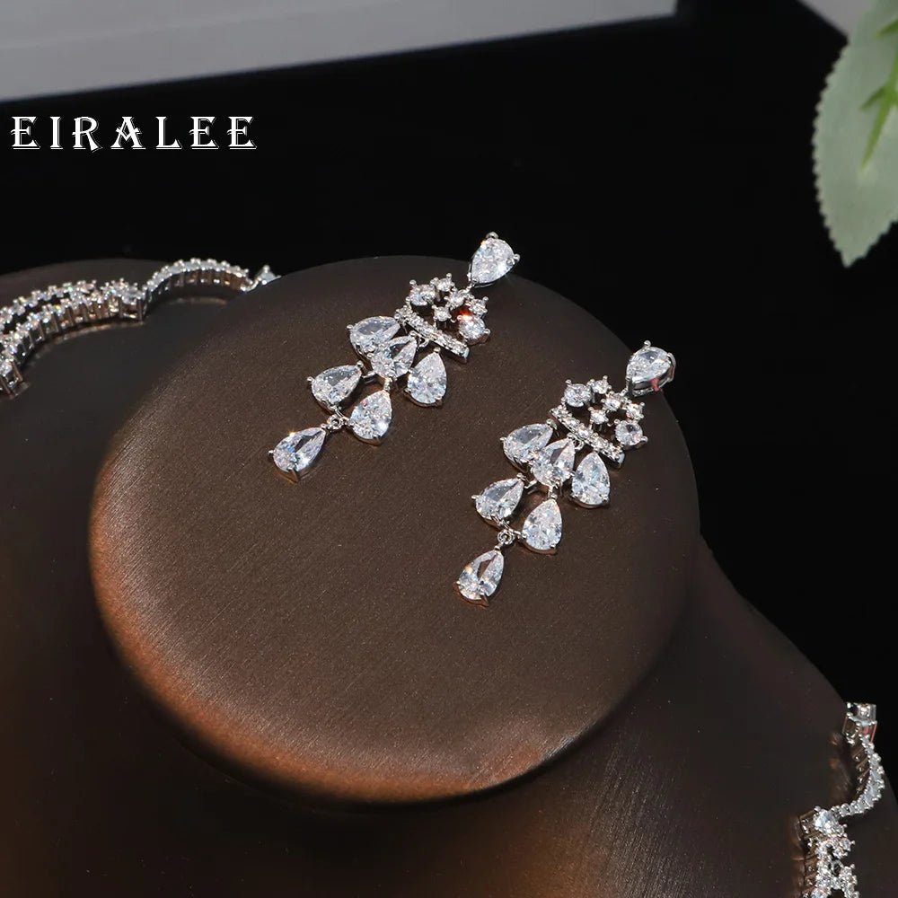 EIRALEE Exquisite Simple Women Jewelry Set 2 PCS Cubic Zirconia High Quality Saudi Arabia Bridal Wedding Jewellery Accessories