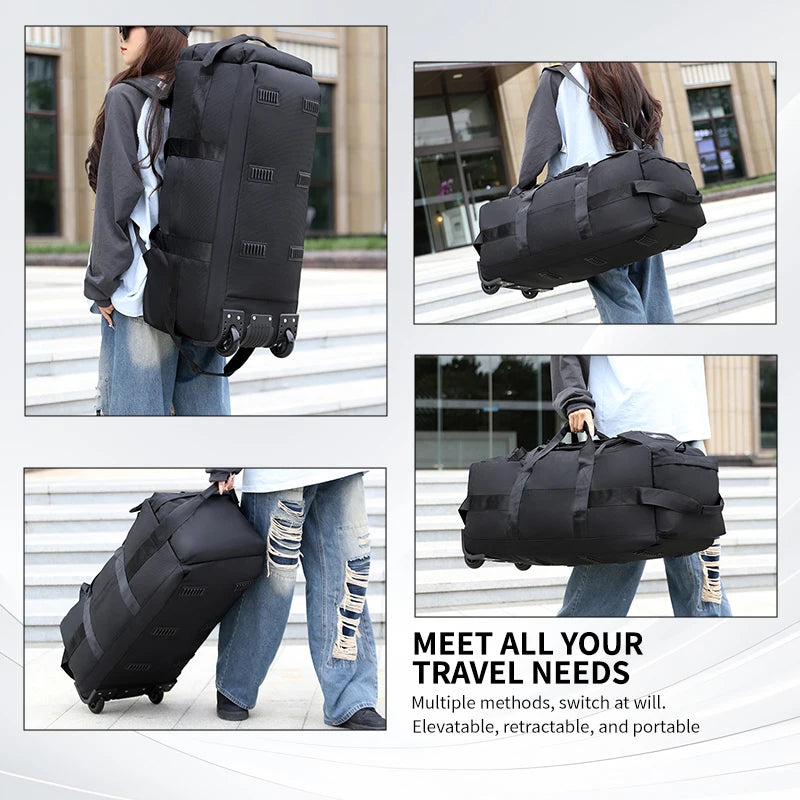 Travel Bag, Large Capacity Handbag, Portable Outdoor Carry-On Luggage, Wheeled Travel Bag, Convenient and Practical Unisex Travel Bag