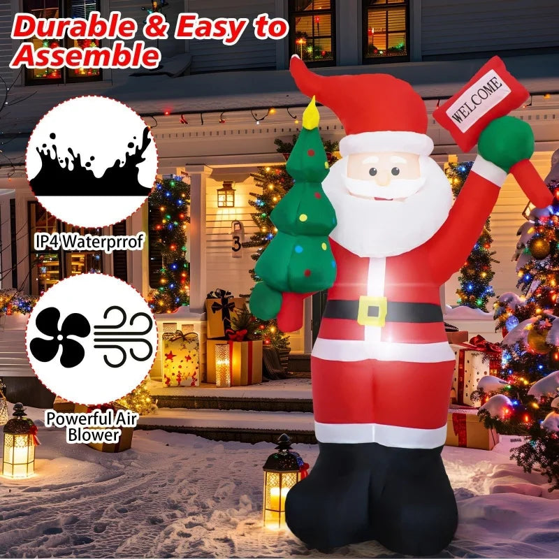 6/12FT Large Christmas Inflatables Santa Carrying Gift Bags Decoration Blow Up Xmas Toys Outdoor Courtyard Garden Party Decor