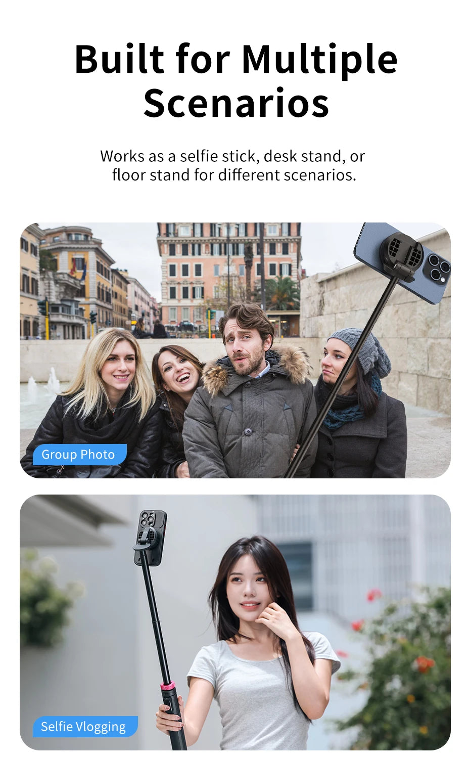 MT-84 1.53M Magnetic Selfie Stick Tripod for iPhone & Android