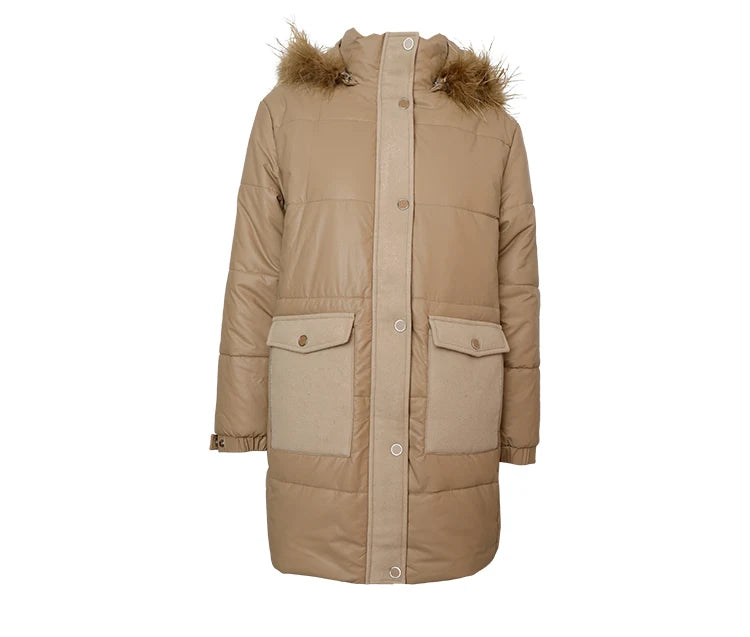 K1050W Women's Luxury Winter Coat High-Quality Long Thick Hooded Jacket for Ladies