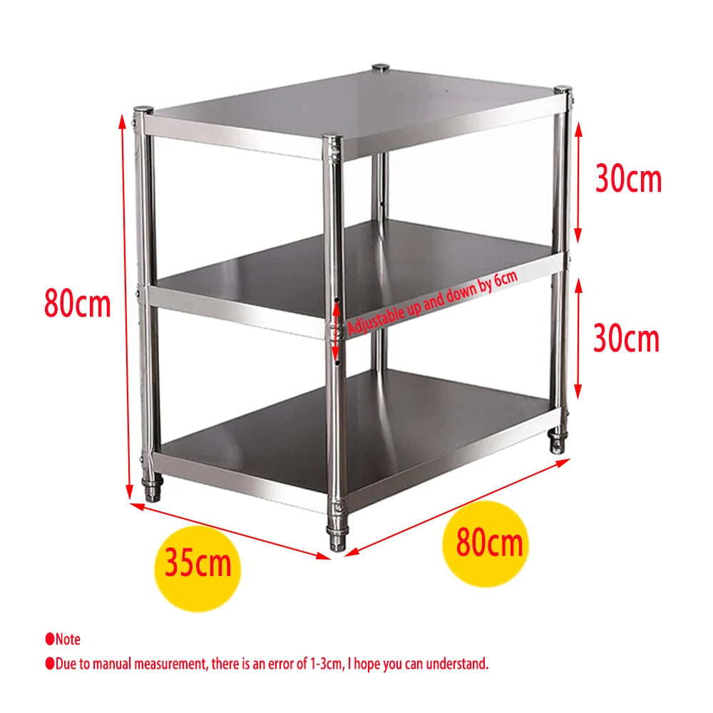 Stainless Steel Shelf, Kitchen Storage Rack, 3-Tier Shelving Units and Storage, Standing Shelving Work Table for Kitchen Garage