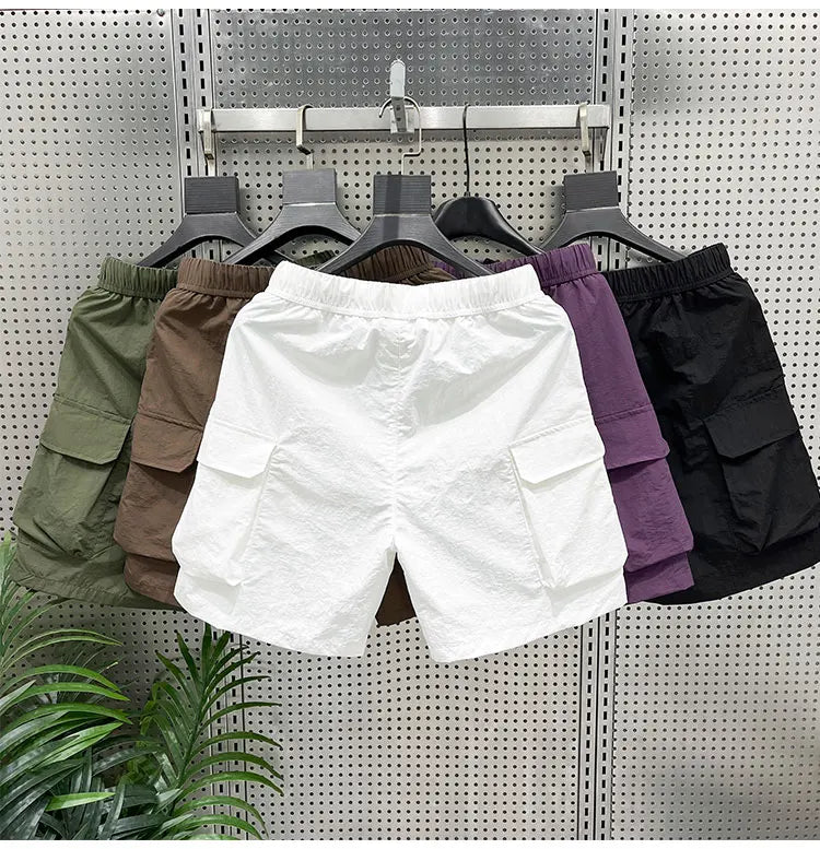 Summer Men's Casual Sports orts Qui Dry Beach Fourths Multi kets Youth Active Sle mid Waist Straight Leg een Color