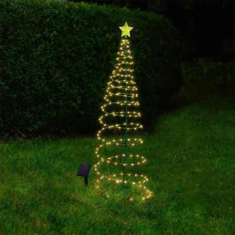 Solar Christmas TreeOutdoor Stand Garden LED Ground Lamp String Saterproof IP65 Star Lantern Decorative Home Decor