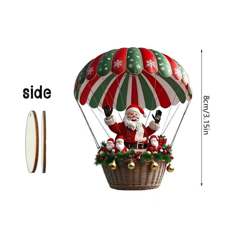 2D Santa Claus Parachute Christmas Tree Ornaments New Year Party Decoration 2025 Christmas Indoor Outdoor Home Decor DIY Gifts