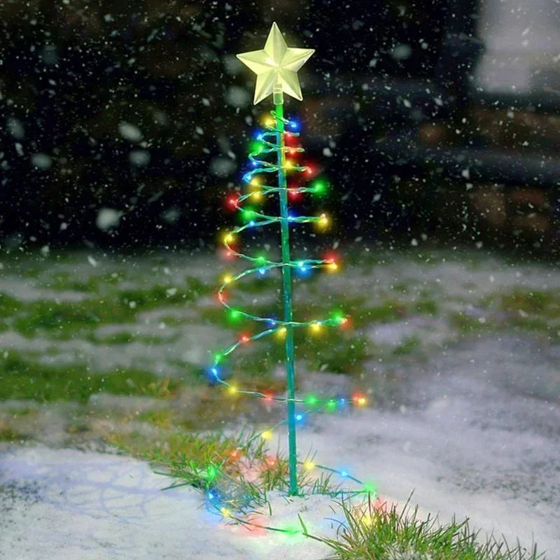 Solar Christmas TreeOutdoor Stand Garden LED Ground Lamp String Saterproof IP65 Star Lantern Decorative Home Decor