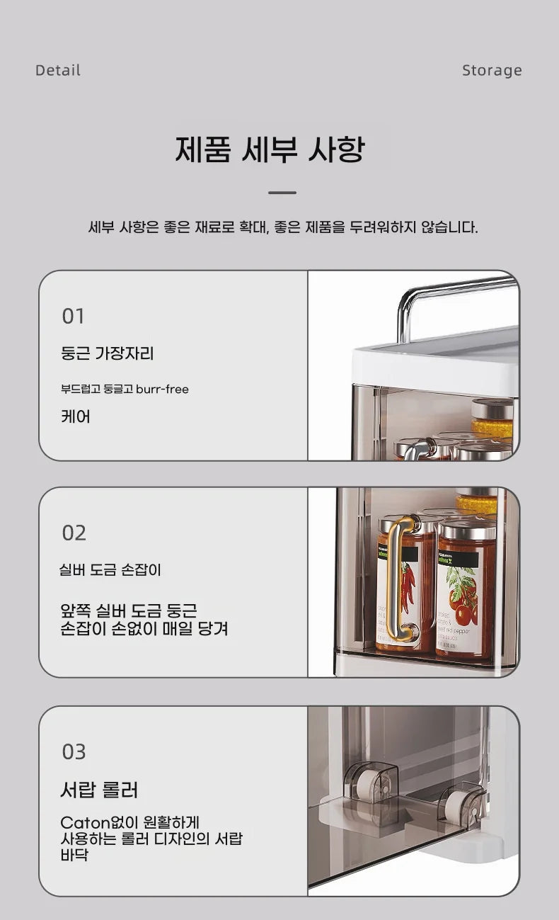 2/3 Layer Kitchen Spice Shelves Pull-Out Spice Organizer Shelf Household Multi-Functional Oil Salt Sauce and Vinegar Storage