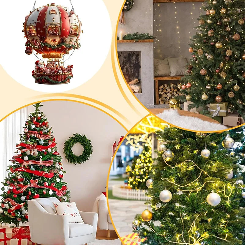 2D Santa Claus Parachute Christmas Tree Ornaments New Year Party Decoration 2025 Christmas Indoor Outdoor Home Decor DIY Gifts