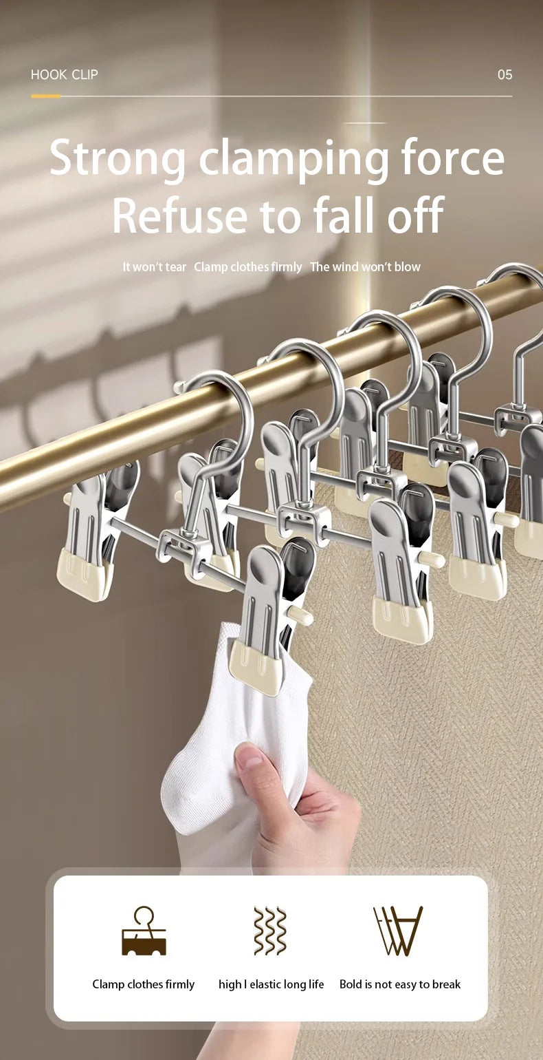 Stainless Steel Multi-Functional Clothes Hanger Clips – Wardrobe Organizer