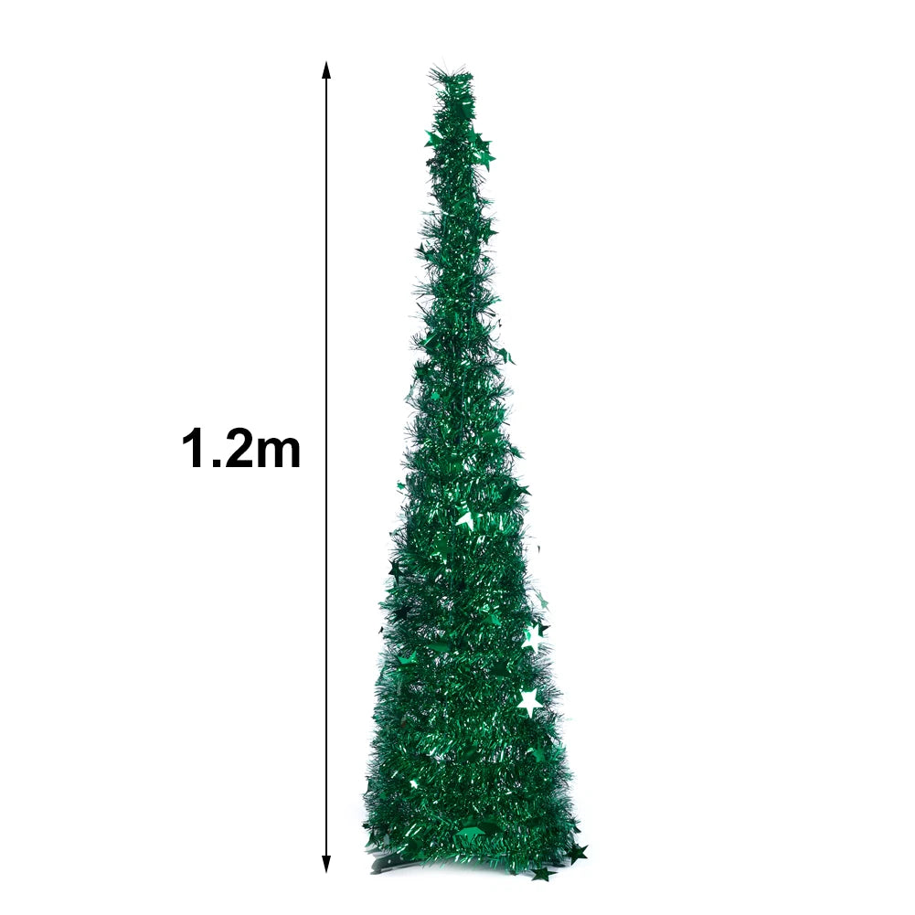 Voltsify Collapsible 1.2M Pop Up Tinsel Christmas Tree with Base