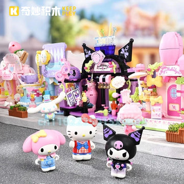 2025 New Keeppley Sanrio Street View Construction Building Blocks Kuromi Hello Kitty Collection Assembly Puzzle Children's Gift
