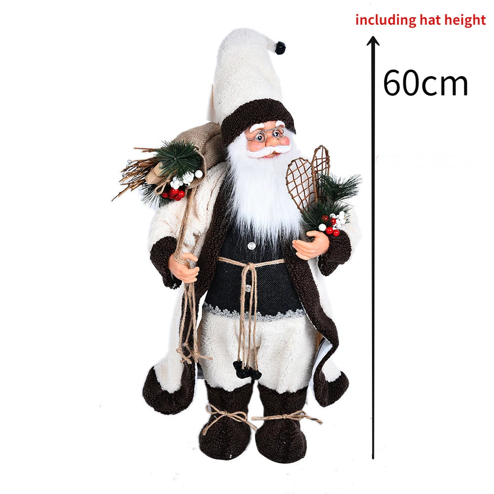 60cm Christmas Large Santa Claus Dolls Ornaments Standing Santa Figurine Doll Christmas Home Decoration Kids Gift navidad