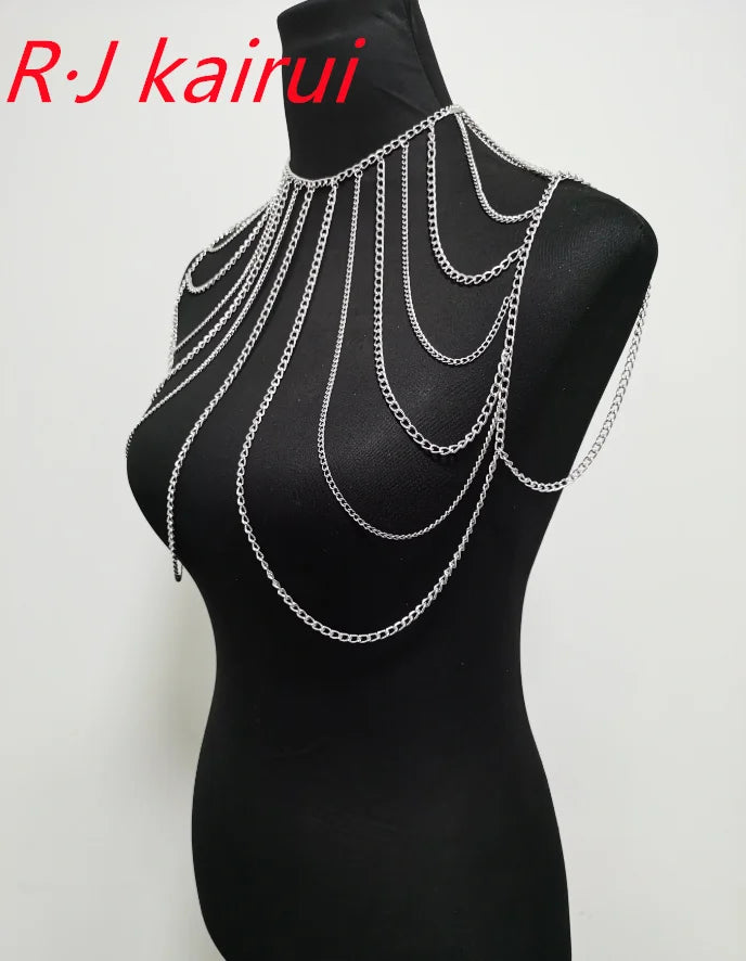 FREE SHIPPING STYLE A36 Gold Colour CHAIN DOUBLE SHOULDERS CHAIN JEWELRY 3 COLORS