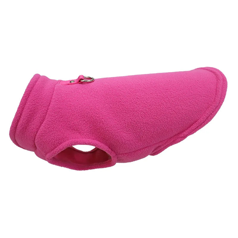 Fleece Dog Sweater Warm Vest with Leash Ring