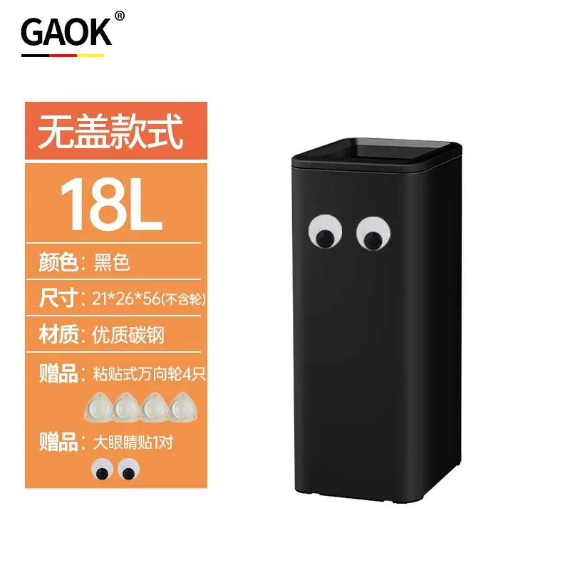 Kitchen Eye-Catching Garbage Can High-Standing Trash Bin Stylish Home Living Room Roller Creative Mobile Bedroom Bin