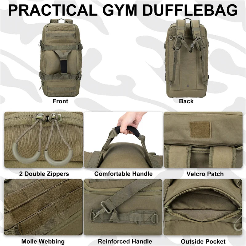 Large Tactical Duffle Backpack 30L–80L Travel Bag