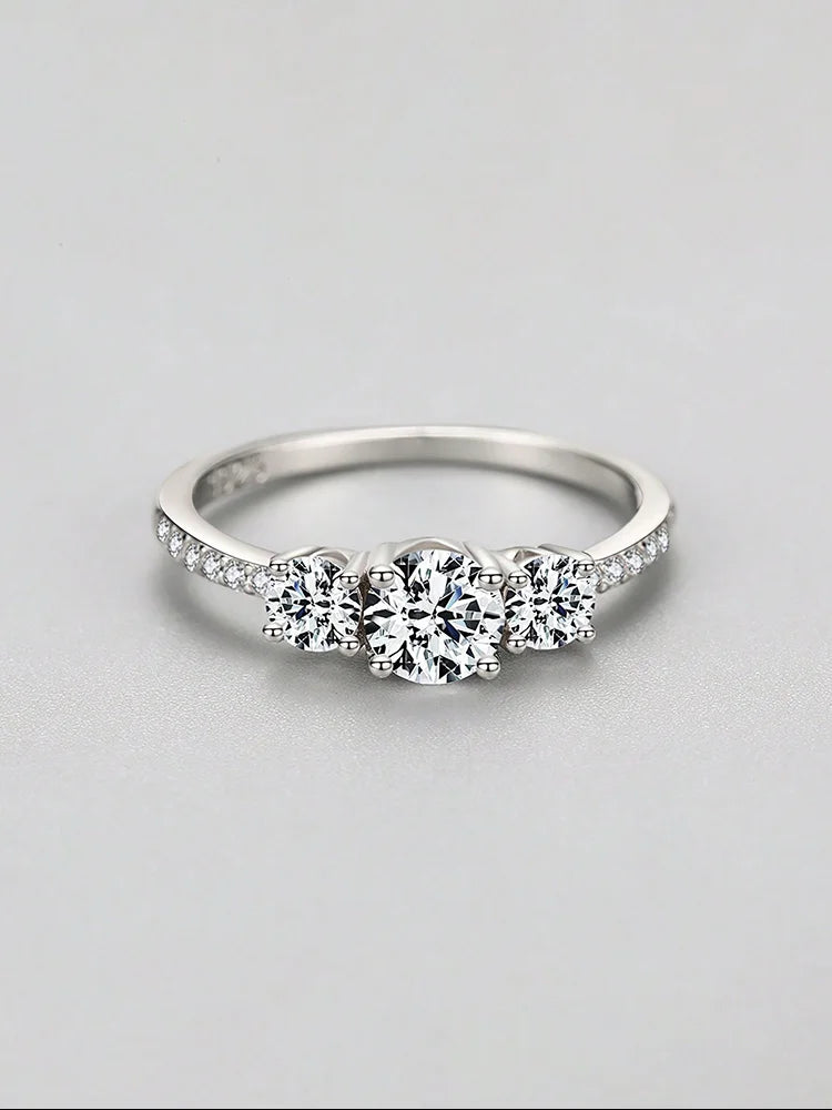 925 Sterling Silver Classic Fashion 0.5ct Zircon Round Ring For Women Anniversary Engagement Wedding Luxury High Quality Jewelry