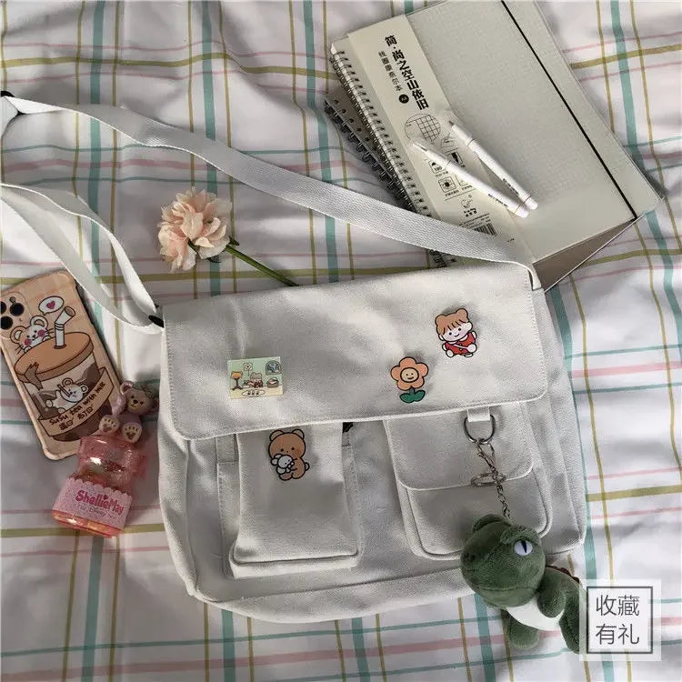 Canvas Messenger Shoulder Bag for Women & Girls