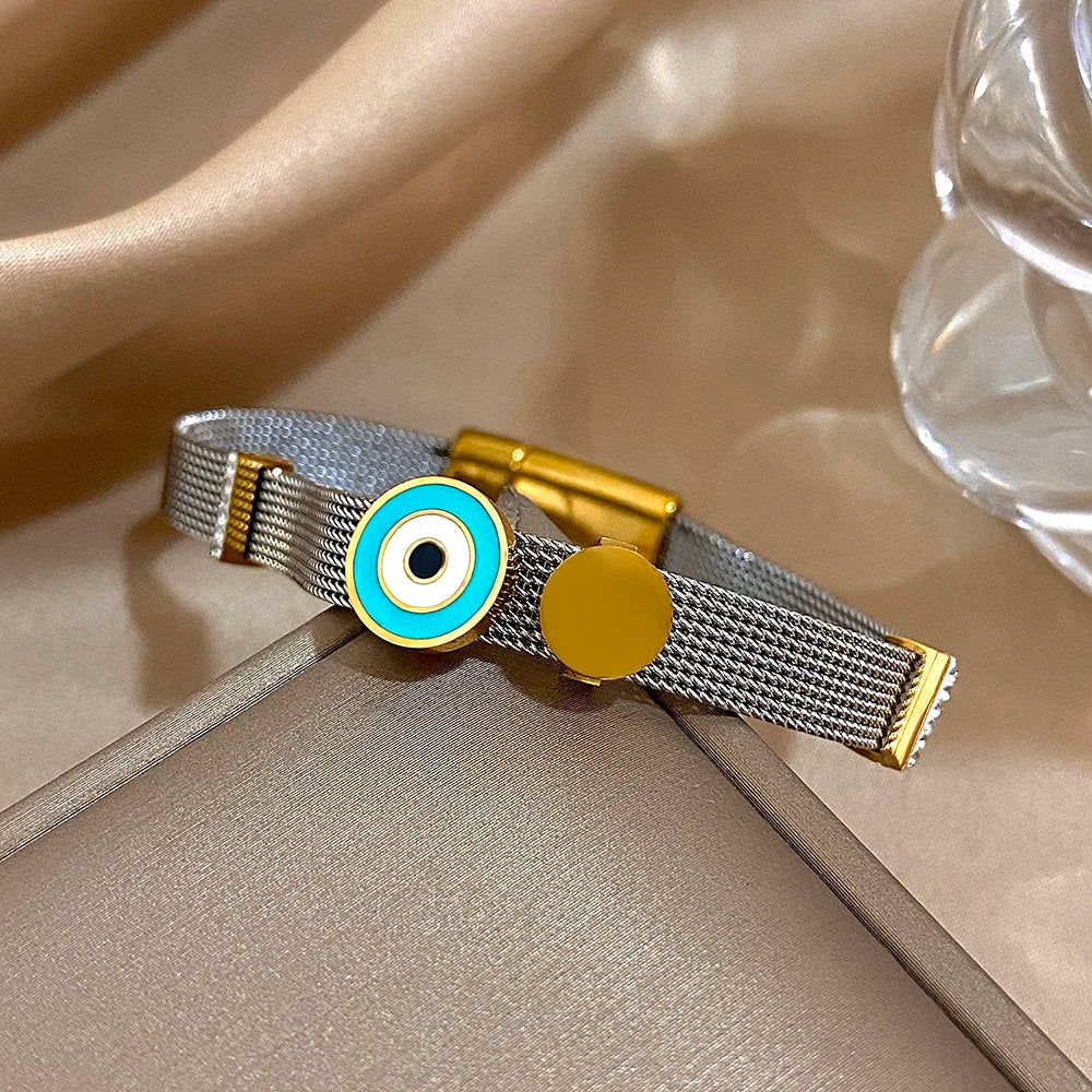 Greatera Round Eye Watch Bracelet Five-pointed Star Accessory Strap Design Stainless Steel Women's Bangle Gift Jewelry Trendy