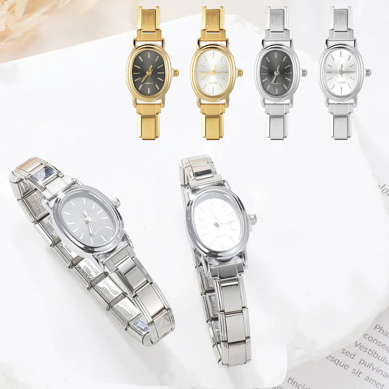 Fashion New Men Women's Stainless Steel Oval Watch 9mm DIY Bracelet Bangle for Friend Wife Birthday Jewelry Gifts