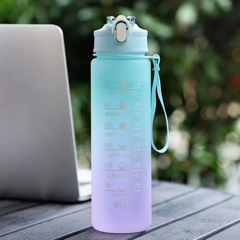 750ML Sports Water Bottle with Time-Tracking Straw Leak Proof Locking Flip Cover for Easy Carry Ideal for Outdoor Adventures