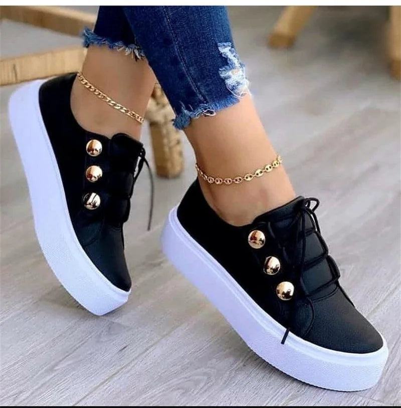 Women’s Platform Lace-Up Sneakers Non-Slip Casual Shoes