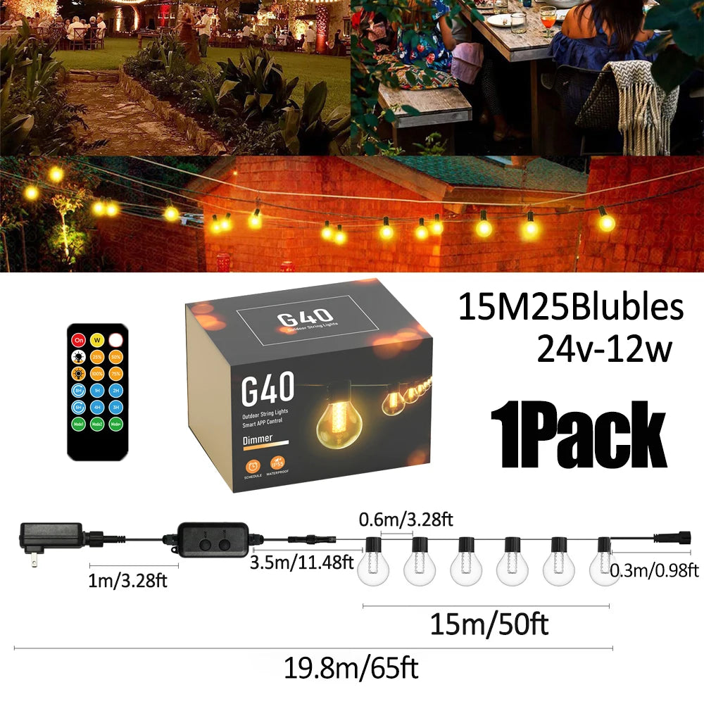 S14 Outdoor Lights DIY String Lights 3Modes Adjustable Remote Control Lights Bulbs for Patio Garden Outside Backyard Christmas