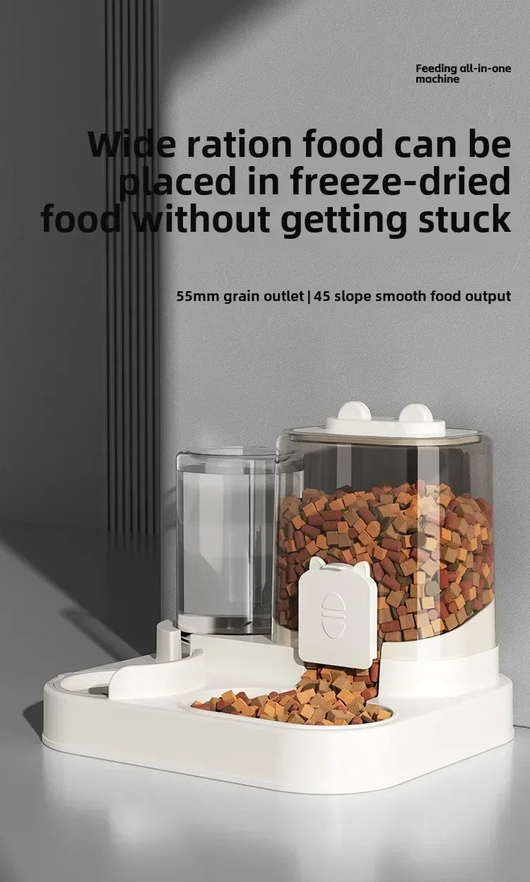 Cat feeder, dog and cat basin, equipped with water dispenser bowl, automatic recycling utensil, universal pet products