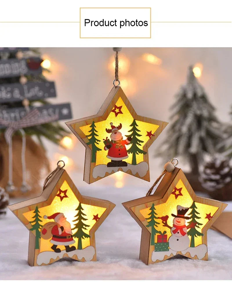 Christmas Decorations LED Night Light Luminous Christmas Tree Pendant Santa Claus Snowman Pendant Ornament Xmas Night Lights