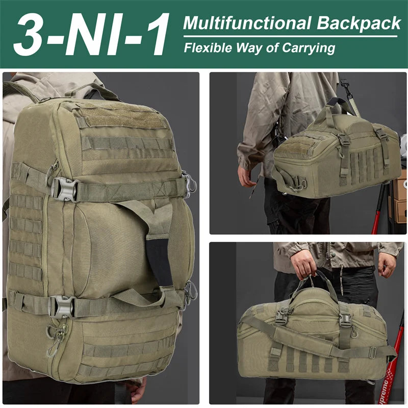 Large Tactical Duffle Backpack 30L–80L Travel Bag
