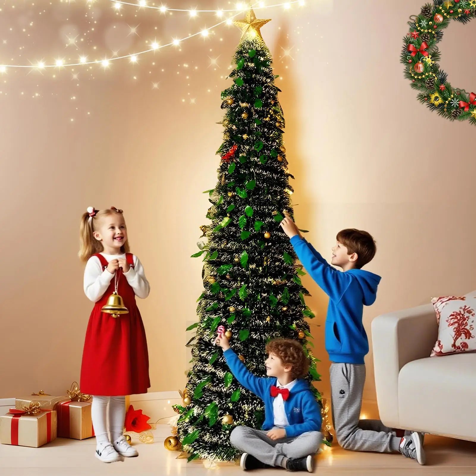 Artificial Christmas Tree 150cm Backyard Festival Decor Foldable Faux Christmas Tree New Year Navidad Decor For Indoor Outdoor
