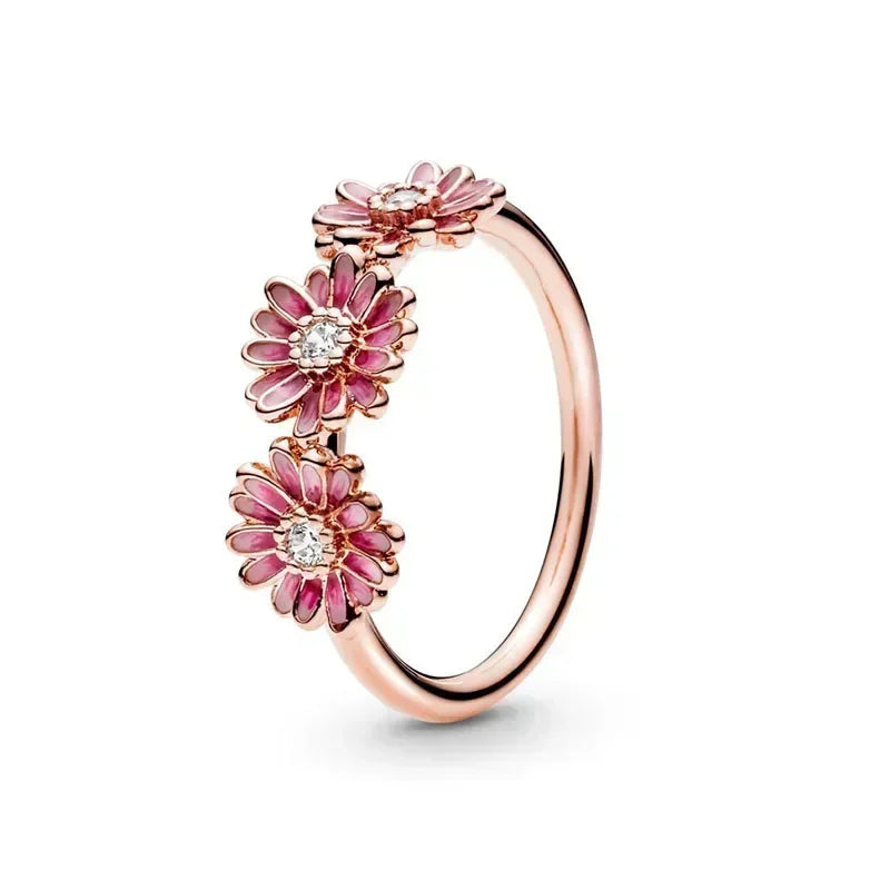 Hot selling 925 sterling silver rose gold ring high-quality luxury sparkling crystal ring women's jewelry exquisite holiday gift