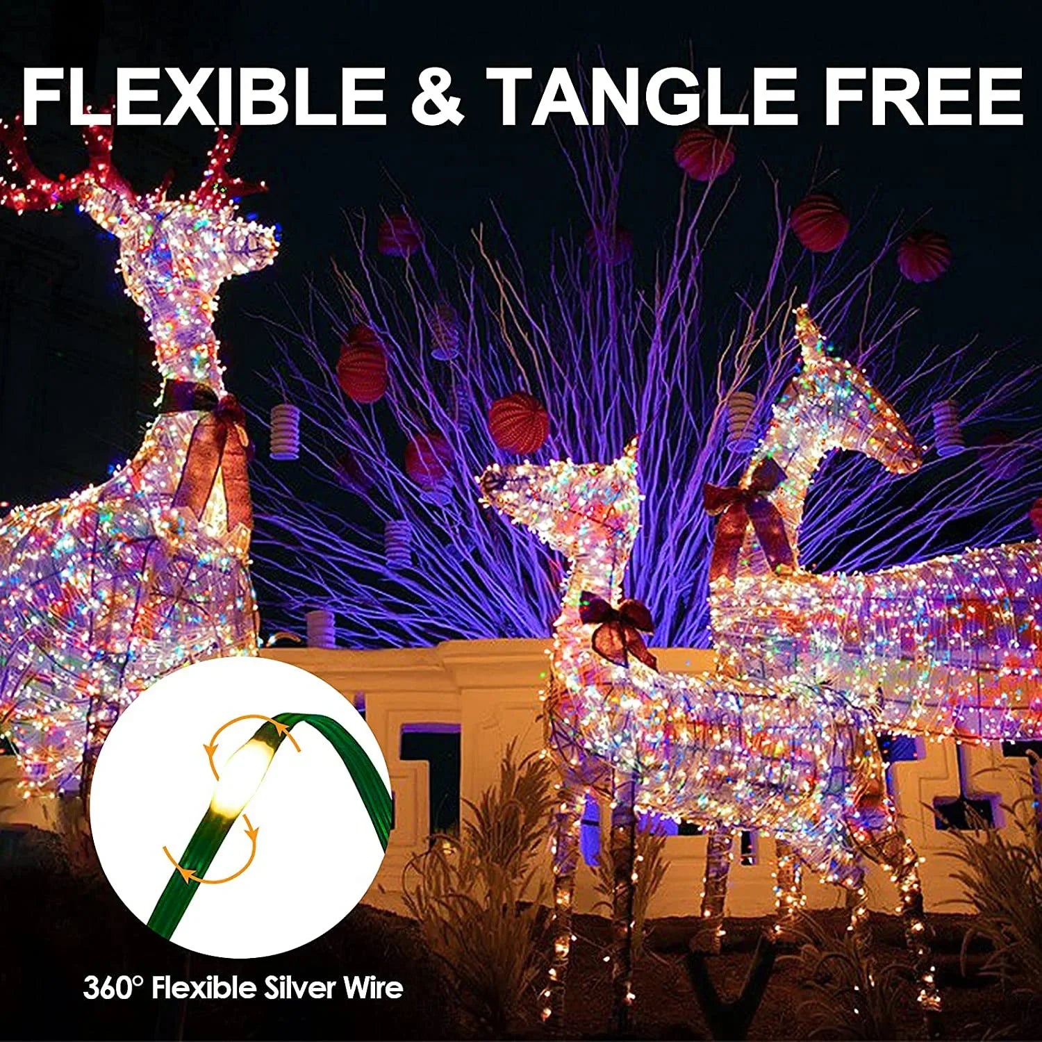 Christmas Tree LED Fairy Lights Smart Bluetooth Garland Festoon LED Chain Light Outdoor Waterproof New Year Decoration 2025