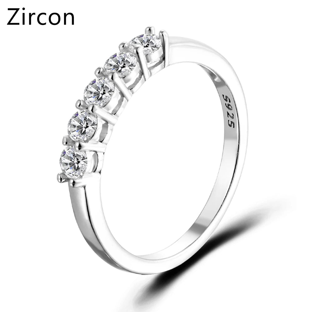 URMYLADY 0.5CT 3mm Gemstone Moissanite Rings for Women S925 Silver Matching Wedding Diamonds Band Stackable Ring White Gold Gift