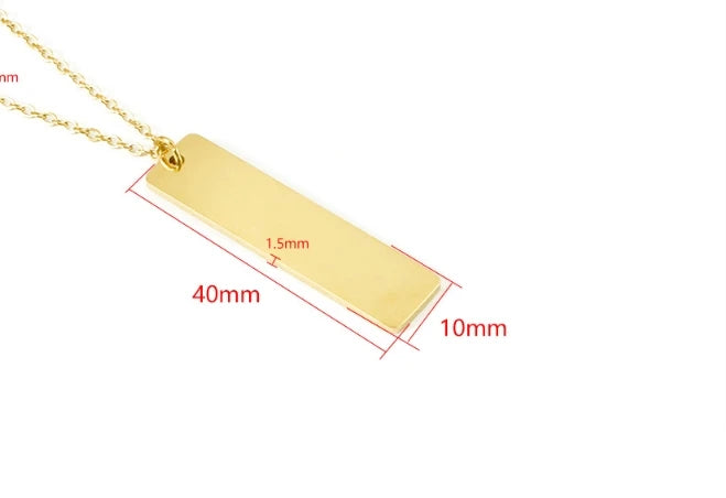 10Pcs Mirror Polished 10x40mm Strip Pendant Necklaces Stainless Steel Cable Chain Necklaces For Women Men
