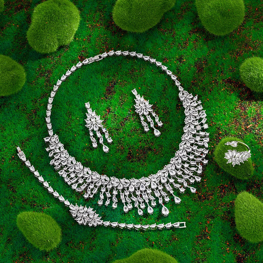 2023 Hot Selling Cubic Zirconia Bridal Wedding Jewelry Set Bridal 4-piece Set Women's Jewelry Set Jewelry Brand Reproduction