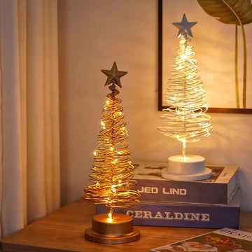 Artificial Christmas Lights Tree Fairy Lamp Tree Metal Spiral Star Lighting Holiday For Home Living Room Decorations Night Lamp