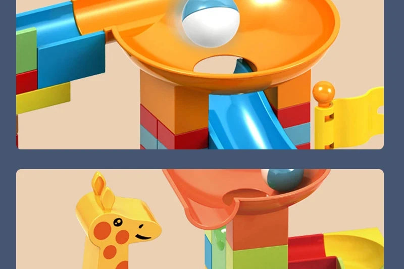 Marble Run Building Blocks Large Dinosaur Animals Slide Track Race Game Big Bricks STEM Educational Construction Toy Kids Gift