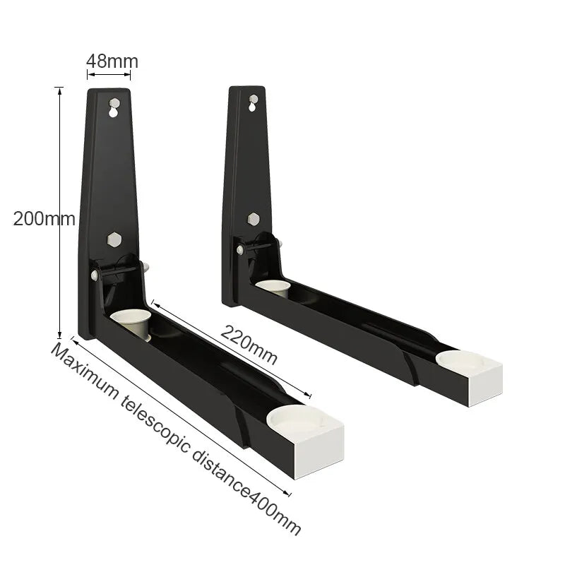 Microwave Oven Holder Folding Rack Stainless Steel Kitchen Shelf Foldable Retractable Bracket Oven Rack Hooks Telescopic Shelves