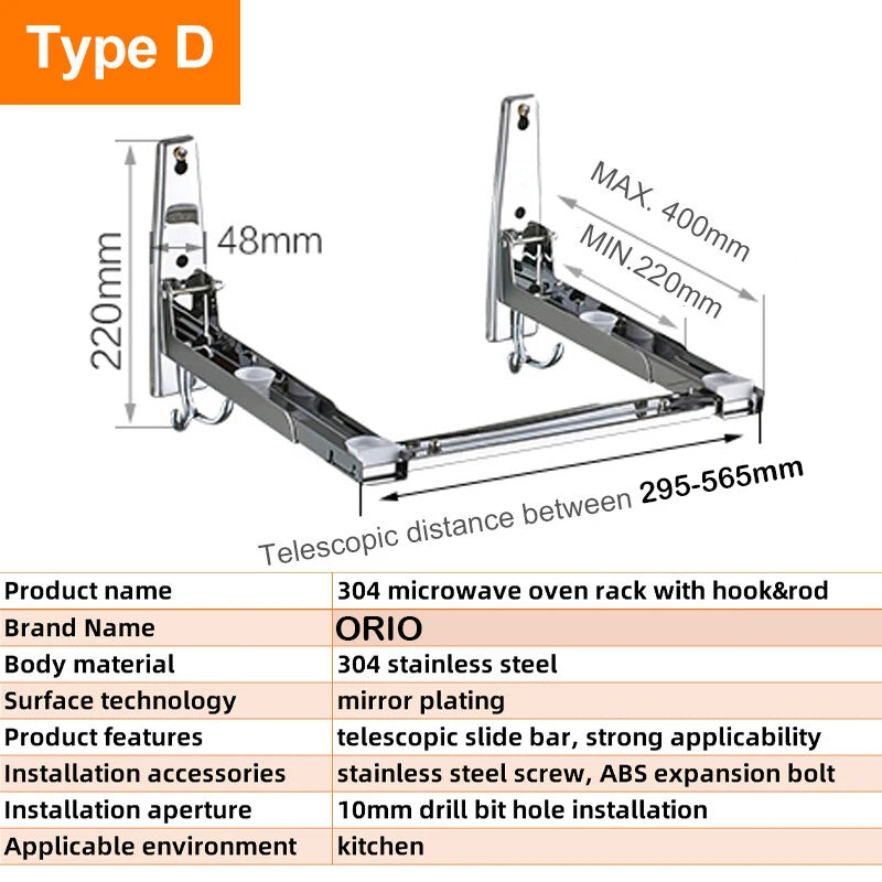 Microwave Oven Holder Folding Rack Stainless Steel Kitchen Shelf Foldable Retractable Bracket Oven Rack Hooks Telescopic Shelves