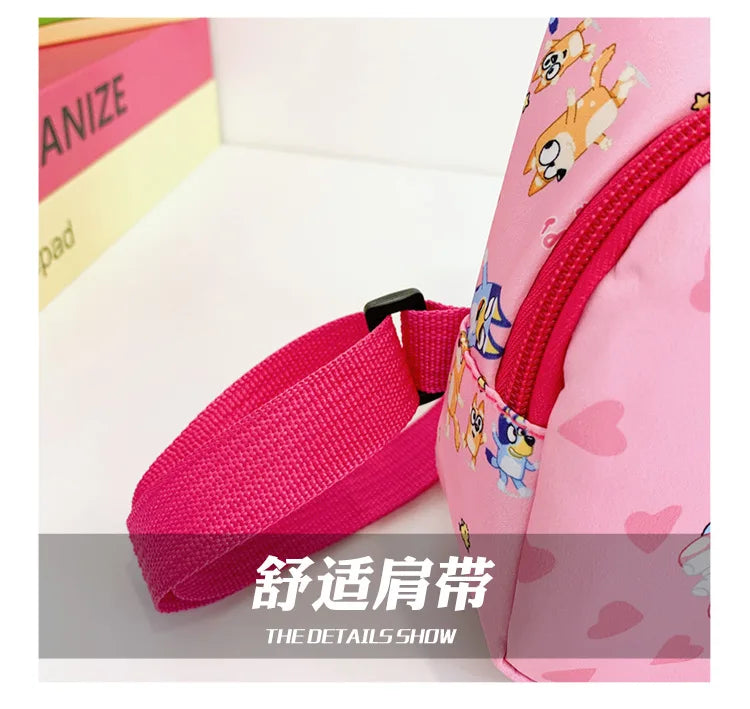 Bingo Friends Children's Bag Cute Bluey Family kids Chest Bag Kindergarten Cartoon Light Crossbody Bag Halloween Christmas gift