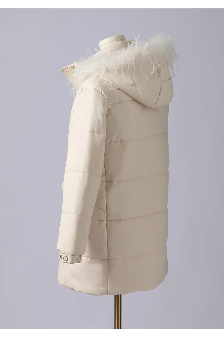 K1050W Women's Luxury Winter Coat High-Quality Long Thick Hooded Jacket for Ladies