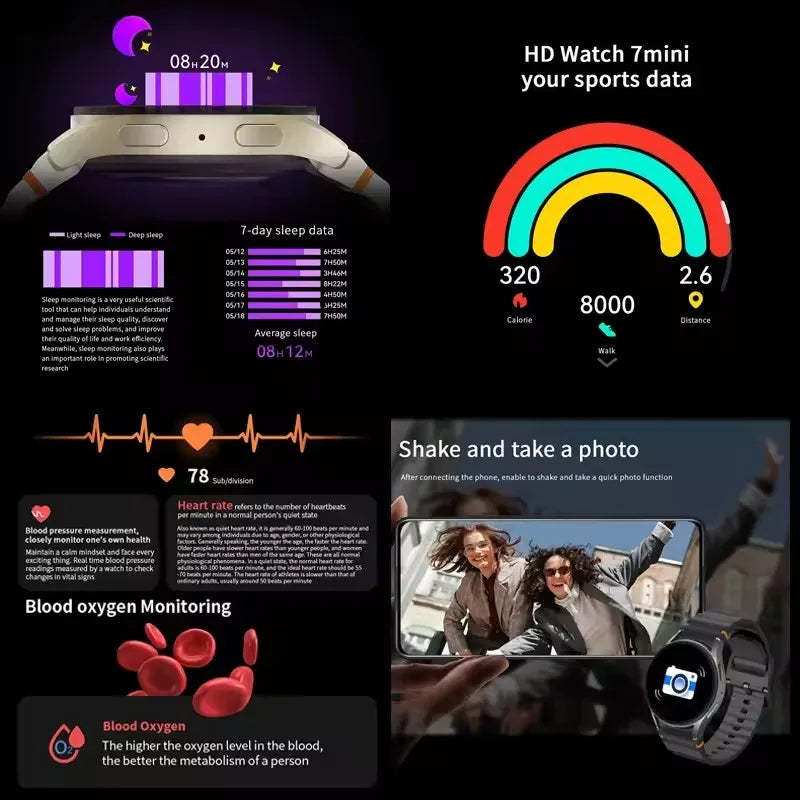 2025 New SmartWatch 7 Men GPS Tracking NFC Control Health monitoring Women SmartWatch Health Tracker Bluetooth call Smart Watch