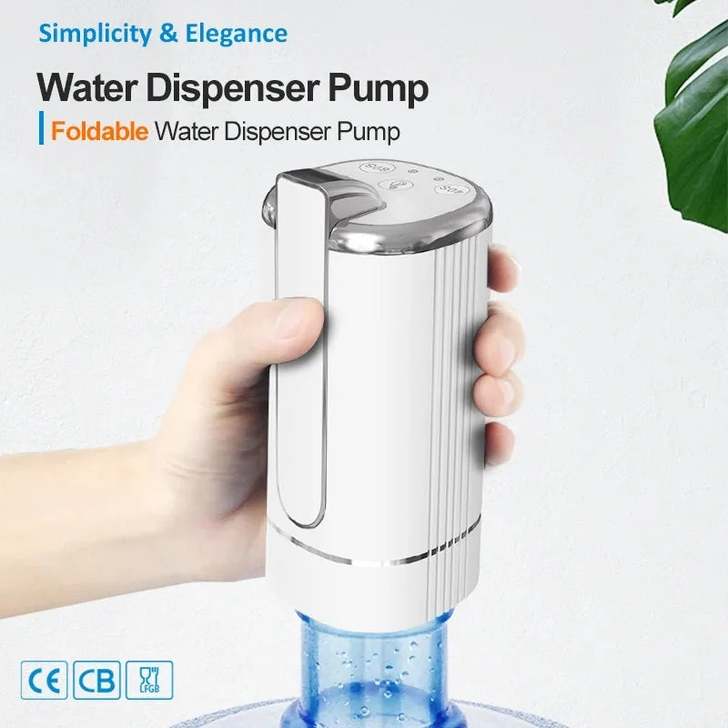 Foldable Water Dispenser Pump Handheld Portable USB Rechargeable Electric for Bottle Jug No Spill Quick Flow Desk Travel Camping