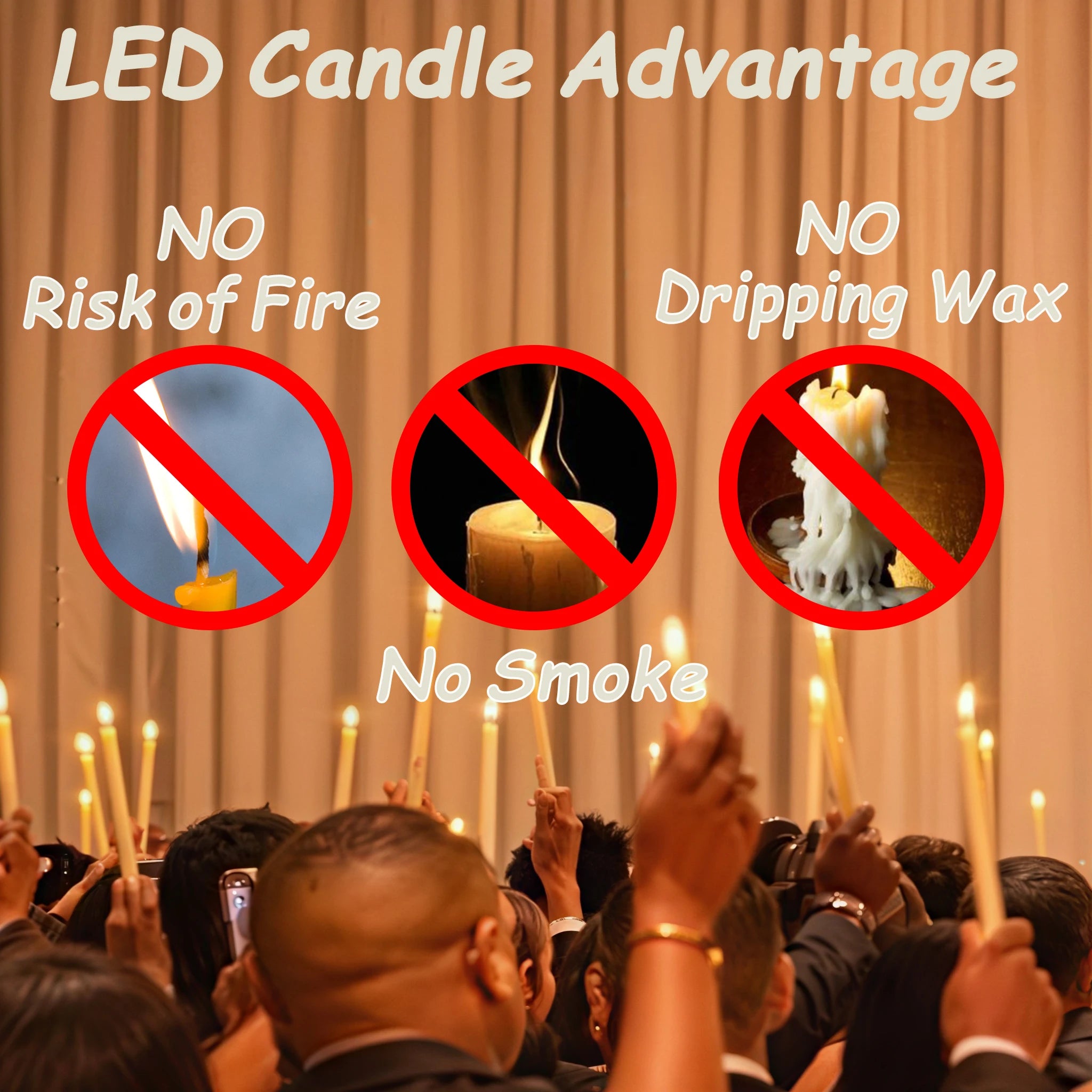 12-300 pcs Flameless Taper Candles LED Candles 7.5in Battery Operated for Wedding Decoration Candle for Holiday/Church/Christmas
