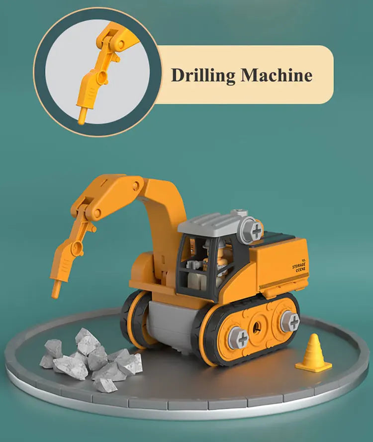 Kids Engineering Vehicle Electric Drill Tool Toys Match Children Educational Assembled Sets Tools For Boys Nut Building Gift