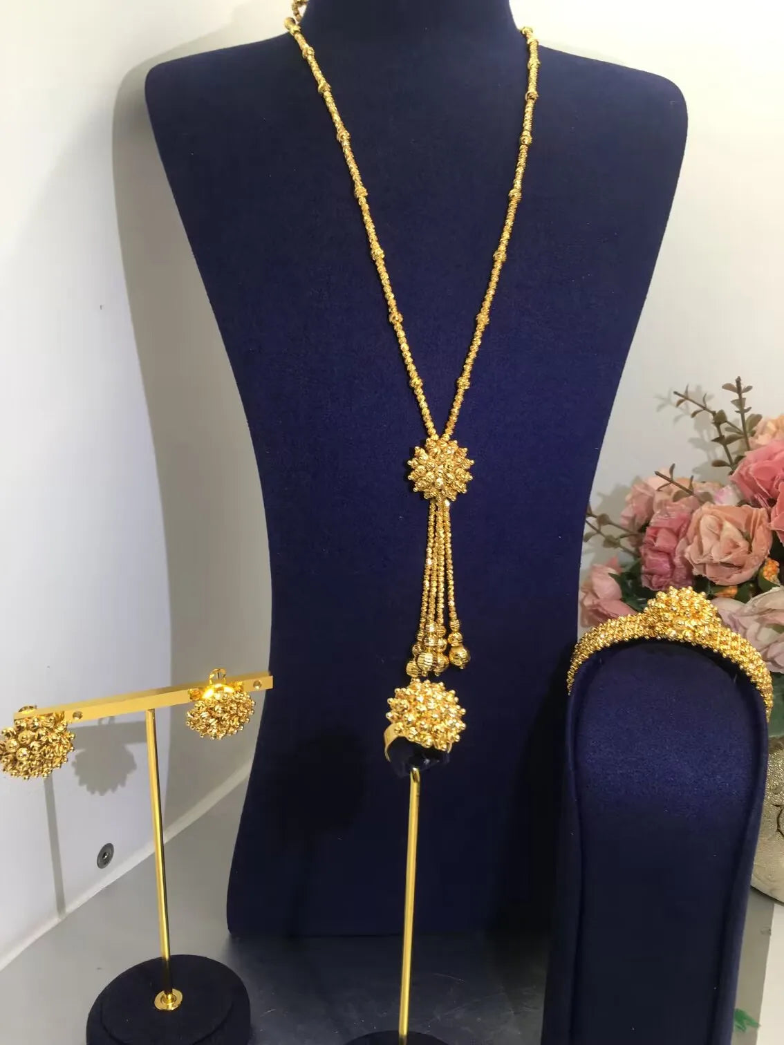 ACCKINGTrendy Fashion2 PCS Luxury Waterdrop Indian Jewelry Sets For Women Wedding Party Indian Dubai Bridal jewelry Set