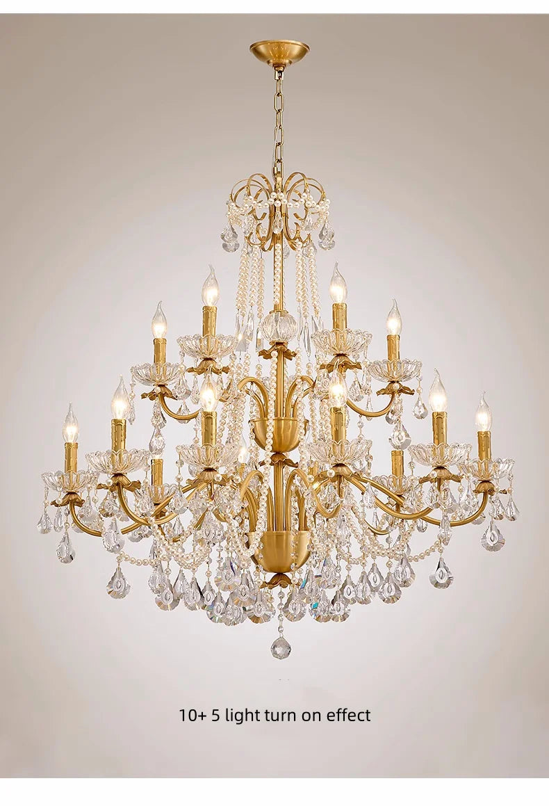 French Luxury Candle Chandelier Foyer Lustre K9 Crystal Pendant Lights French Candle Droplight Home Decor Led Lamparas Lamp