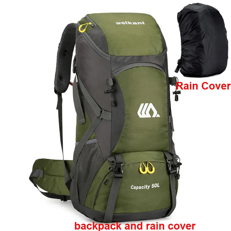 50L Waterproof Hiking Backpack with Shoe Pocket